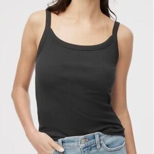 NWT J. Crew Slim Strappy Ribbed Tank Black Size M